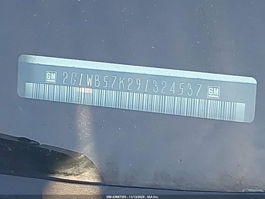 2009 Chevrolet Impala Ls VIN: 2G1WB57K291324537 Lot: 43667393