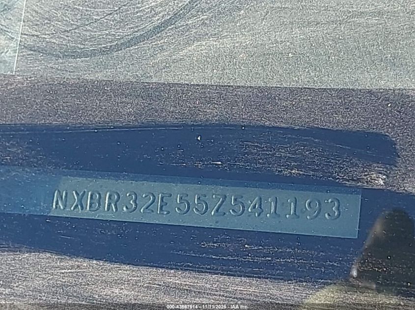 2005 Toyota Corolla Le VIN: 1NXBR32E55Z541193 Lot: 43667514