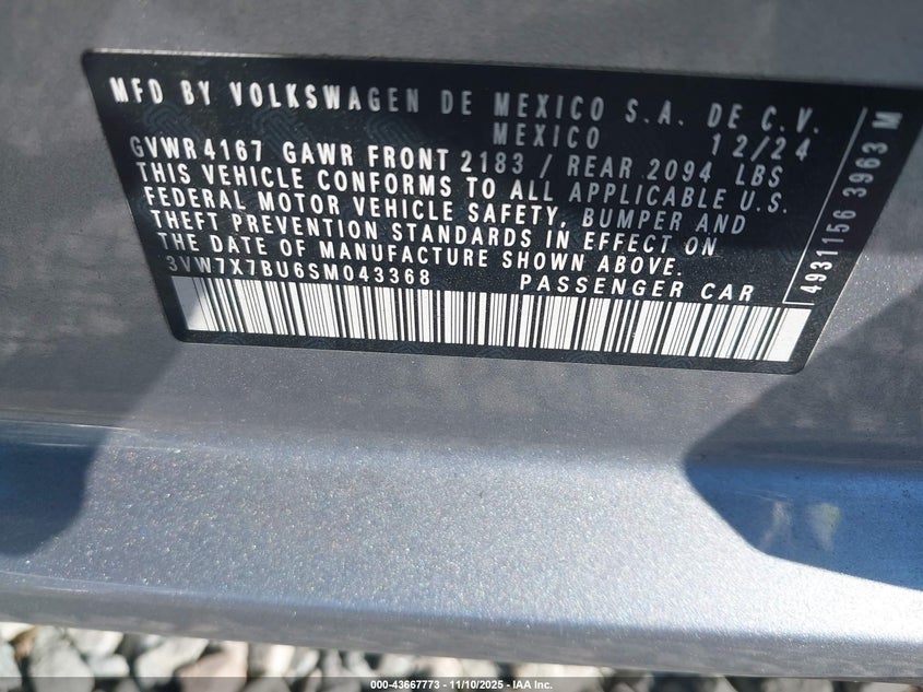 3VW7X7BU6SM043368 2025 VOLKSWAGEN JETTA photo no. 9