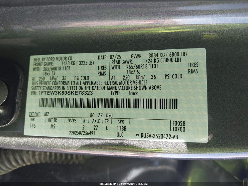 1FTEW3K80SKE78323 2025 FORD F-150 photo no. 9