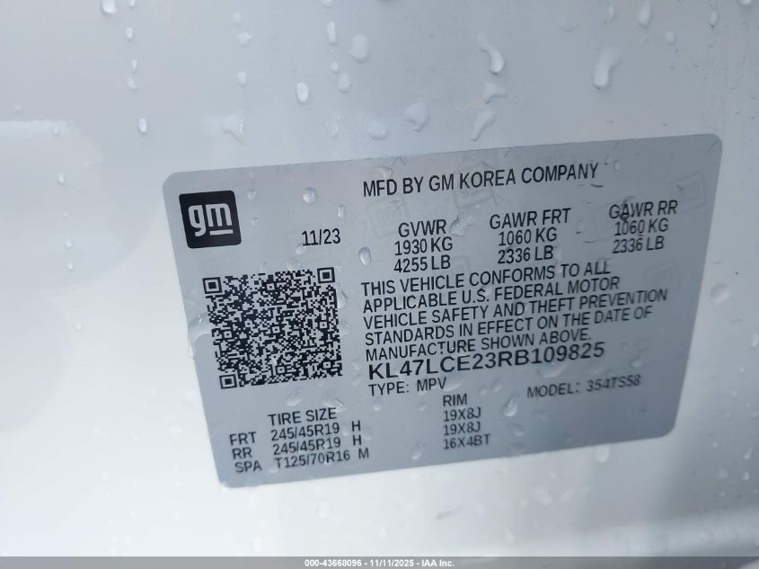 2024 Buick Envista Avenir Fwd VIN: KL47LCE23RB109825 Lot: 43668096