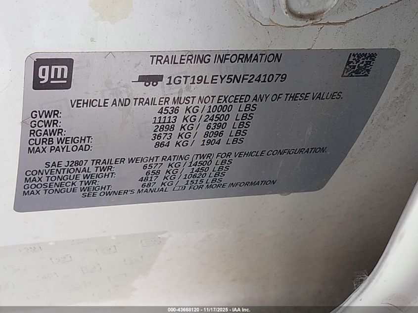 2022 GMC Sierra - 1GT19LEY5NF241079