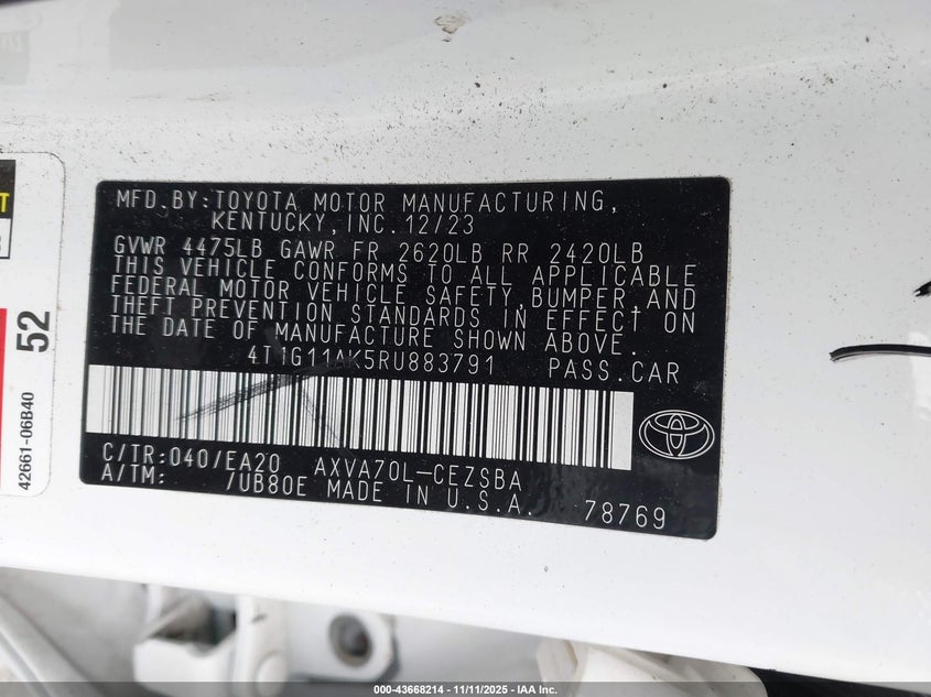 2024 TOYOTA CAMRY SE - 4T1G11AK5RU883791