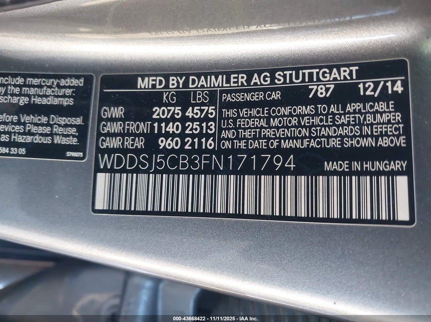 2015 MERCEDES-BENZ CLA 45 AMG 4MATIC - WDDSJ5CB3FN171794