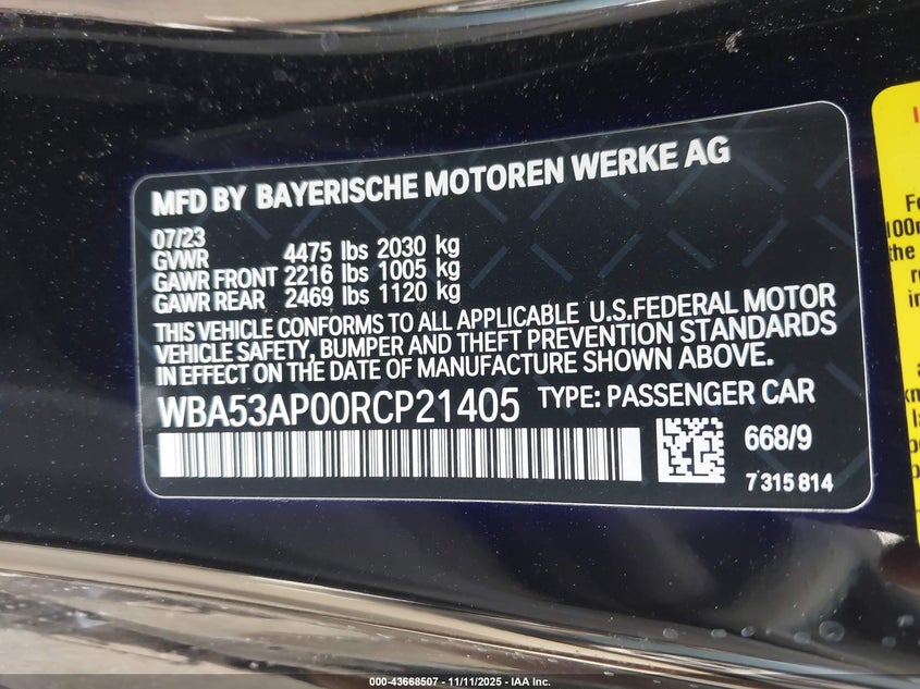 2024 BMW 430I WBA53AP00RCP21405