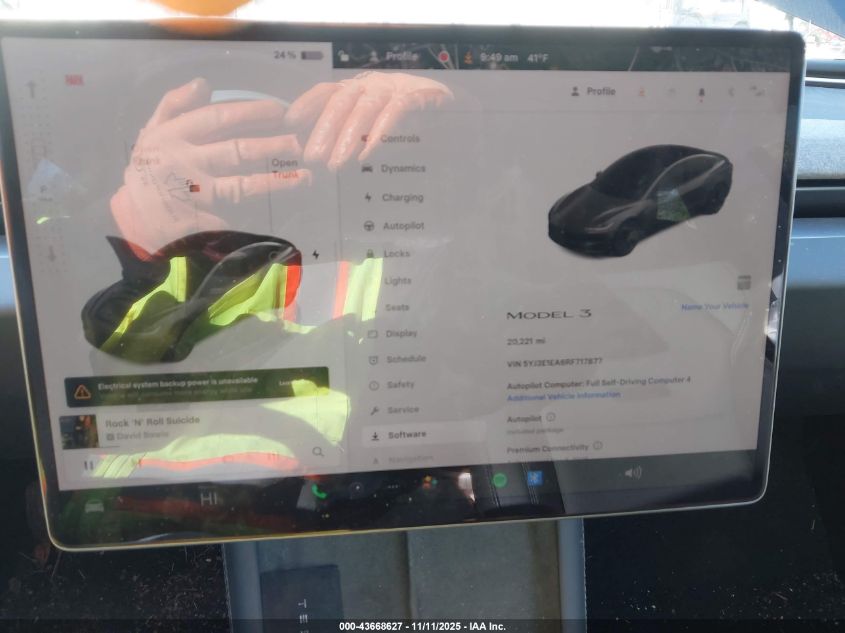 2024 Tesla Model 3 Long Range Dual Motor All-Wheel Drive/Rear-Wheel Drive VIN: 5YJ3E1EA6RF717877 Lot: 43668627