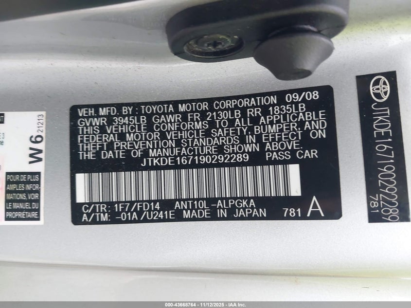 JTKDE167190292289 2009 SCION TC photo no. 9