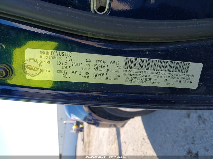 2018 DODGE JOURNEY SE 3C4PDCAB4JT427982