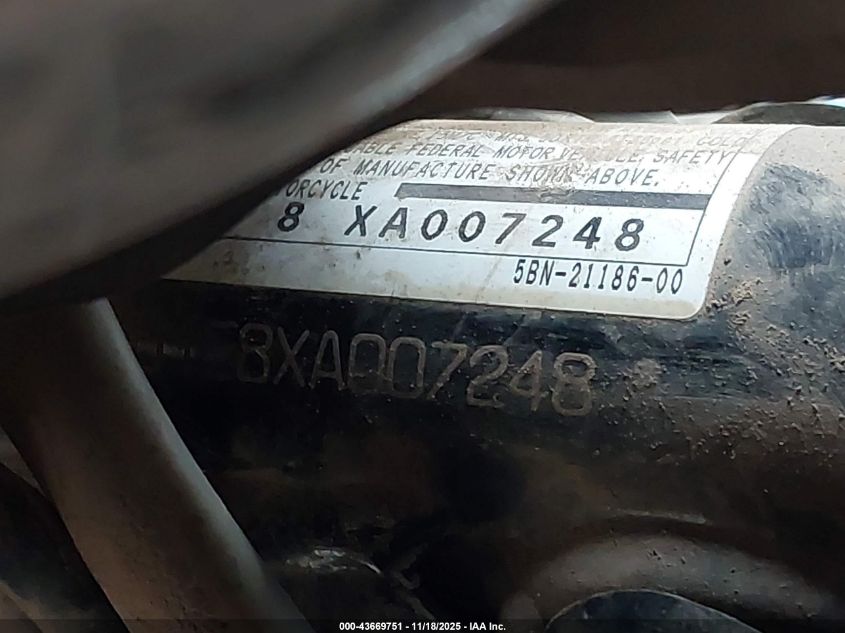 1999 Yamaha Xvs65 A VIN: JYAVM01E8XA007248 Lot: 43669751