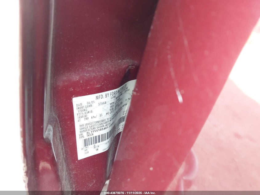 2006 Lincoln Mark Lt VIN: 5LTPW18546FJ09597 Lot: 43670076