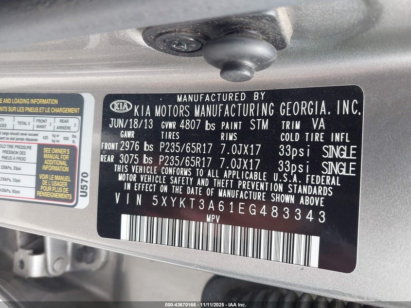 5XYKT3A61EG483343 2014 KIA SORENTO photo no. 9