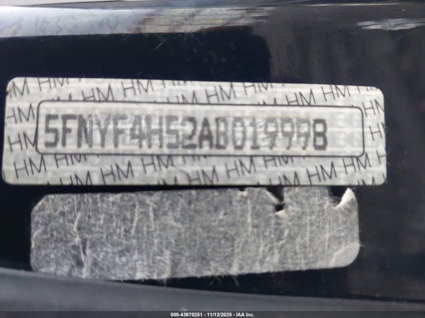 5FNYF4H52AB019998 2010 HONDA PILOT photo no. 9