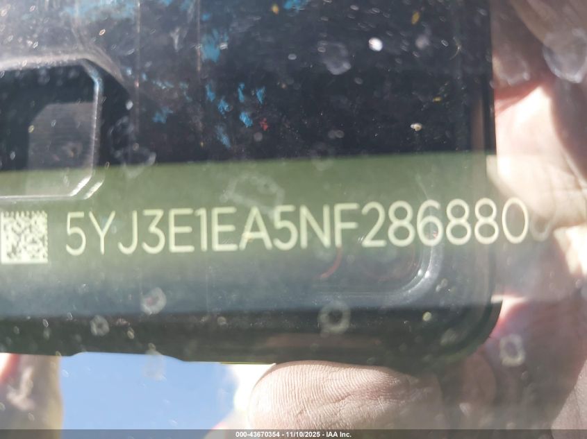 2022 Tesla Model 3 Rear-Wheel Drive VIN: 5YJ3E1EA5NF286880 Lot: 43670354