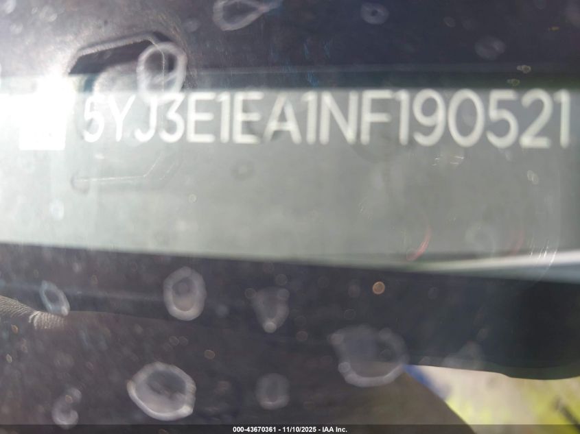 2022 Tesla Model 3 Rear-Wheel Drive VIN: 5YJ3E1EA1NF190521 Lot: 43670361