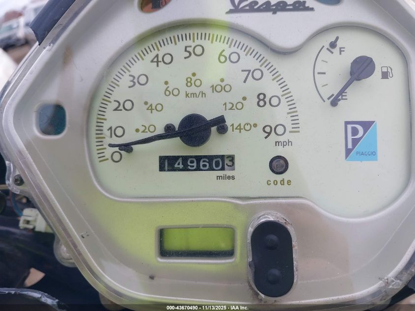 2009 Vespa Lx 150 VIN: ZAPM448F095016283 Lot: 43670490