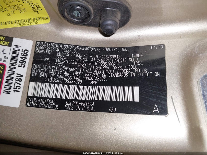 5TDKK3DC1DS337028 2013 TOYOTA SIENNA photo no. 9