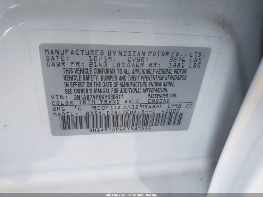 3N1AB7AP6KY439511 2019 NISSAN SENTRA photo no. 8