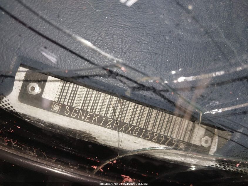 1999 Chevrolet Tahoe VIN: 3GNEK18RXXG158979 Lot: 43670783