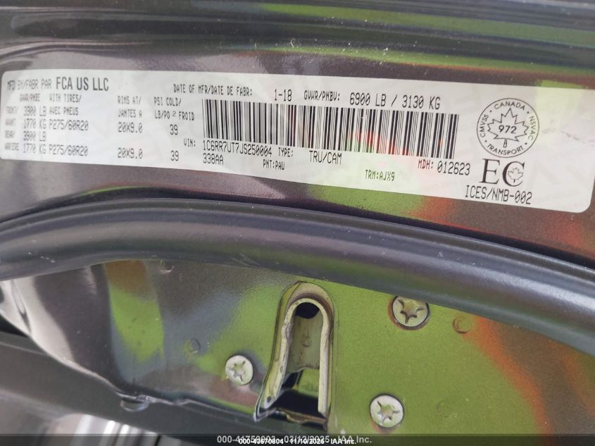 2018 Ram 1500 Sport VIN: 1C6RR7UT7JS250004 Lot: 43670804