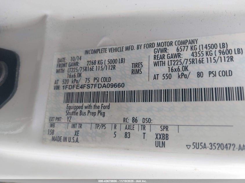 1FDFE4FS7FDA09660 2015 FORD ECONOLINE photo no. 8