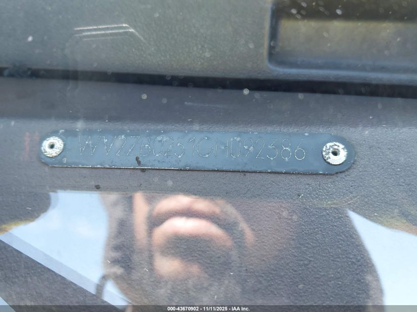 1986 Volkswagen Vanagon Campmobile VIN: WV2ZB0251GH092386 Lot: 43670902