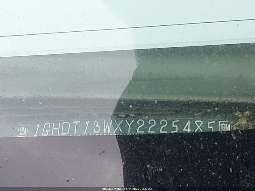 2000 Oldsmobile Bravada VIN: 1GHDT13WXY2225485 Lot: 43671063