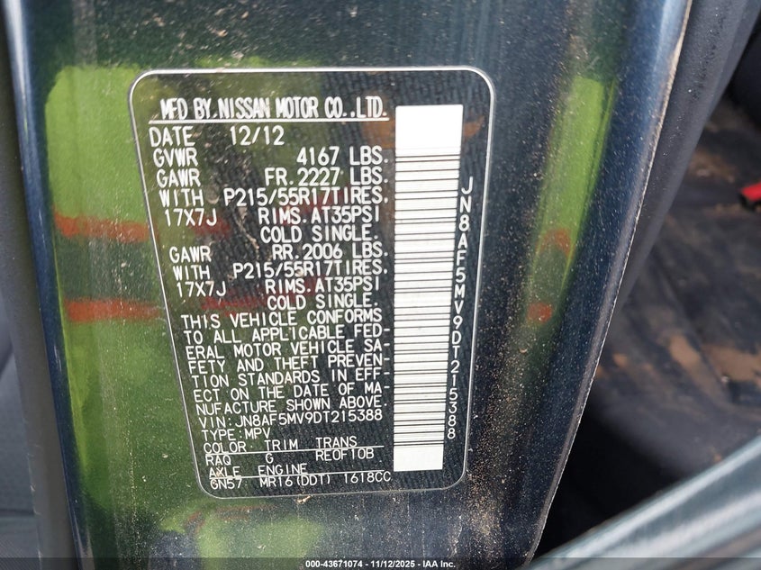 2013 NISSAN JUKE SV - JN8AF5MV9DT215388