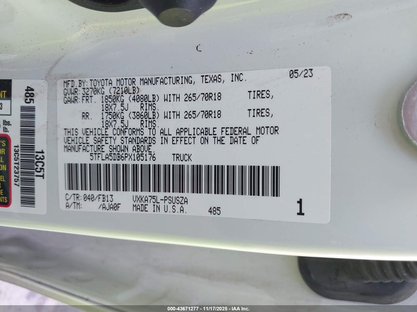 5TFLA5DB6PX105176 2023 TOYOTA TUNDRA photo no. 9