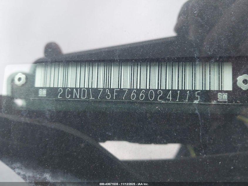 2006 Chevrolet Equinox Lt VIN: 2CNDL73F766024115 Lot: 43671535