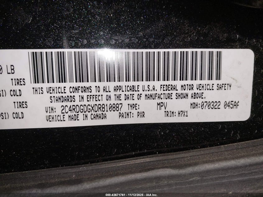 2013 Dodge Grand Caravan Crew VIN: 2C4RDGDGXDR810887 Lot: 43671761