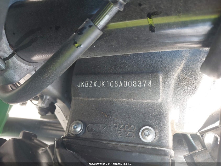 2025 Kawasaki Zx636 K VIN: JKBZXJK10SA008374 Lot: 43672139