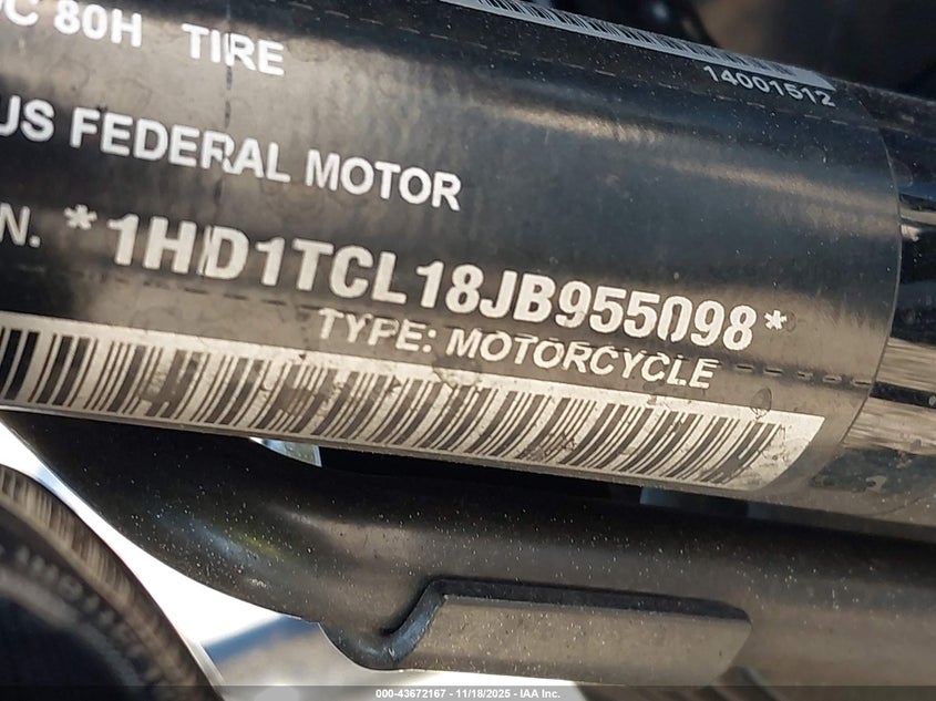 2018 Harley-Davidson Fltrxse Cvo Road Glide VIN: 1HD1TCL18JB955098 Lot: 43672167