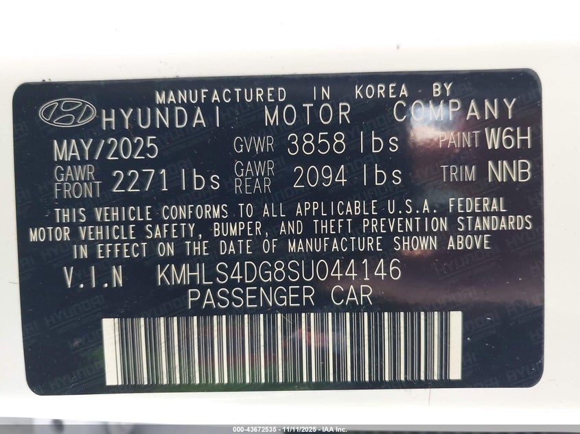 2025 HYUNDAI ELANTRA SEL CONVENIENCE KMHLS4DG8SU044146