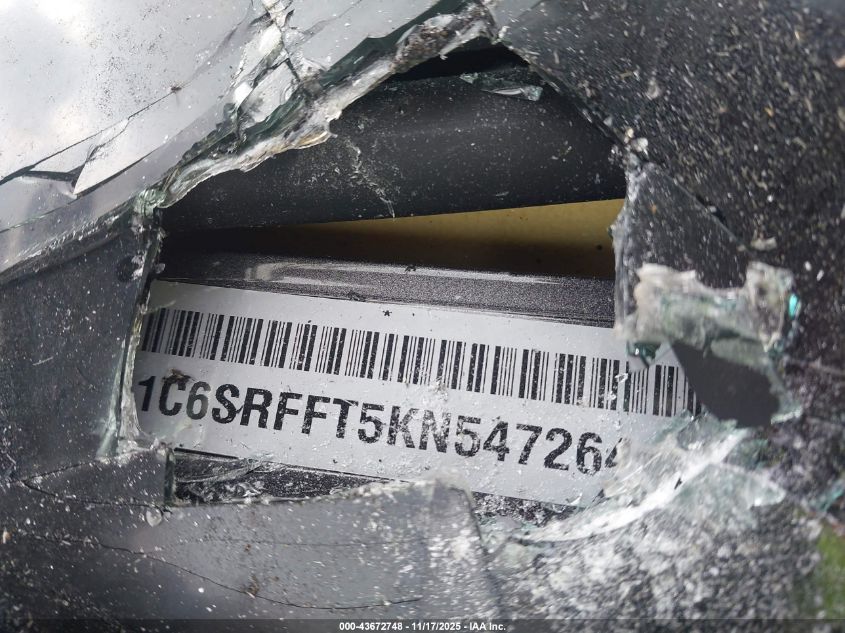 2019 Ram 1500 VIN: 1C6SRFFT5KN547264 Lot: 43672748