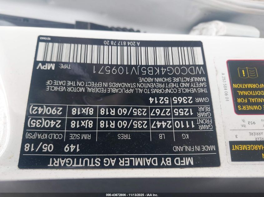 2018 Mercedes-Benz Glc 300 4Matic VIN: WDC0G4KB5JV109571 Lot: 43672806