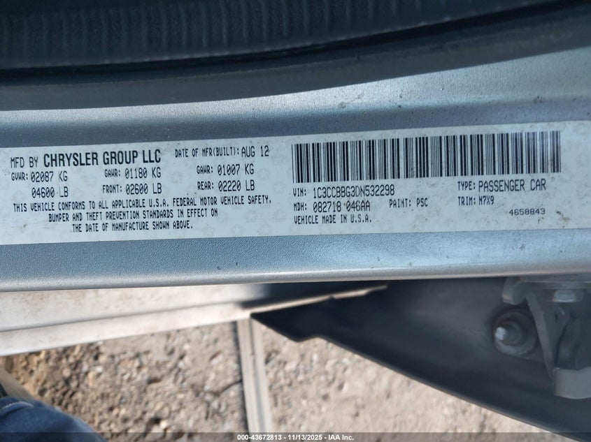 2013 CHRYSLER 200 TOURING - 1C3CCBBG3DN532298