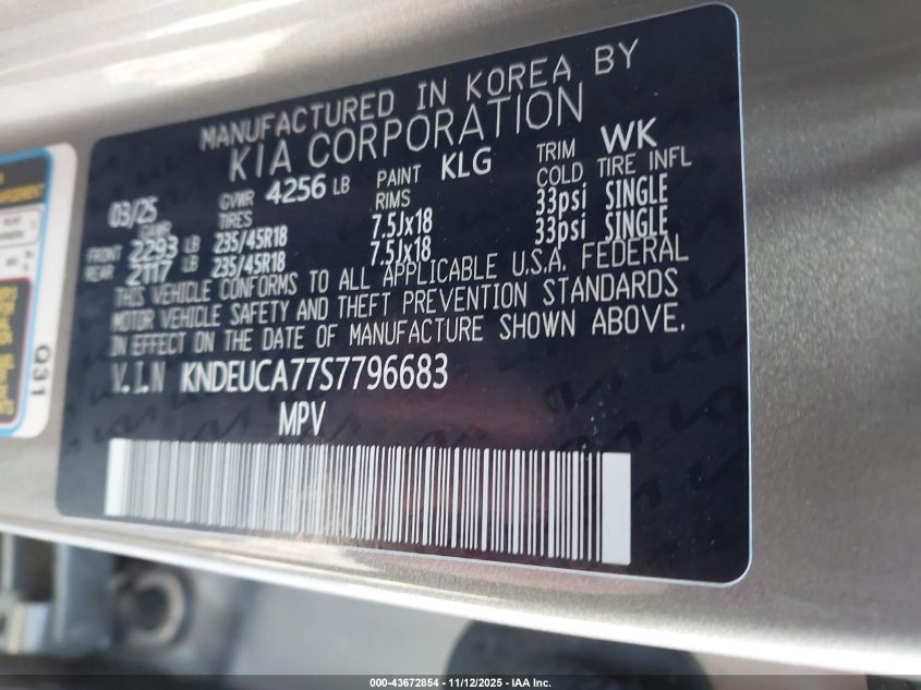2025 Kia Seltos X-Line VIN: KNDEUCA77S7796683 Lot: 43672854