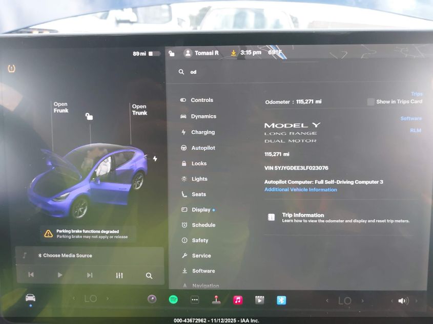 2020 Tesla Model Y Long Range Dual Motor All-Wheel Drive VIN: 5YJYGDEE3LF023076 Lot: 43672962