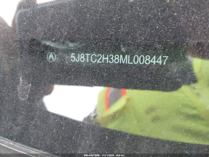 2021 Acura Rdx Standard VIN: 5J8TC2H38ML008447 Lot: 43672996