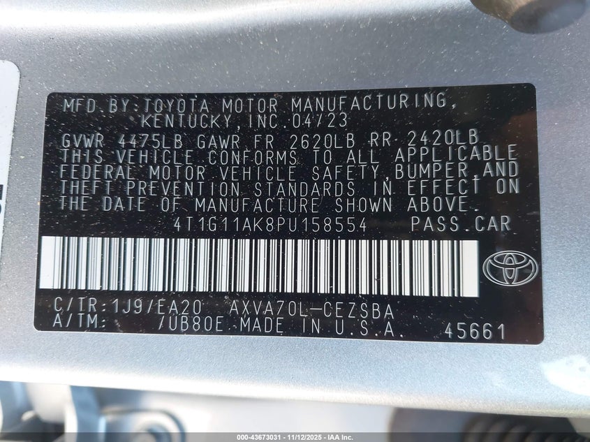 2023 TOYOTA CAMRY SE - 4T1G11AK8PU158554