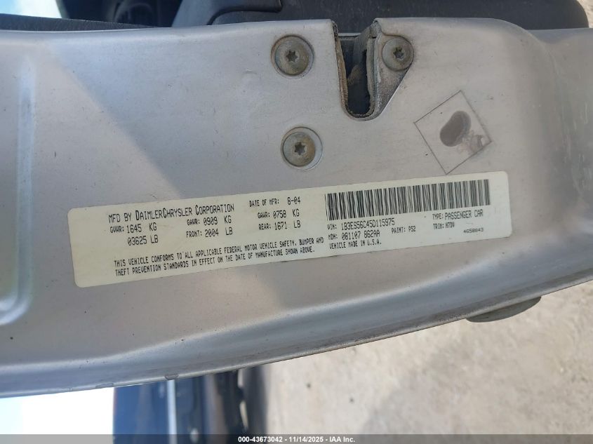 2005 Dodge Neon Sxt VIN: 1B3ES56C45D115975 Lot: 43673042