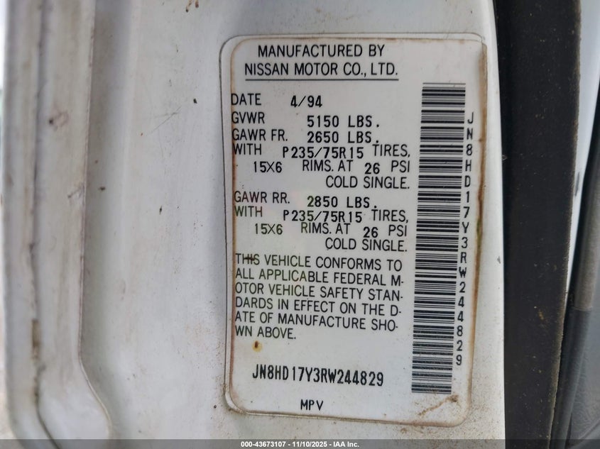 JN8HD17Y3RW244829 1994 NISSAN PATHFINDER photo no. 9
