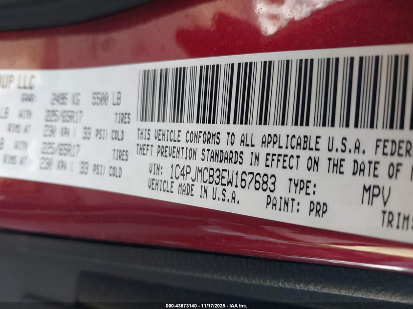 2014 JEEP CHEROKEE LATITUDE - 1C4PJMCB3EW167683