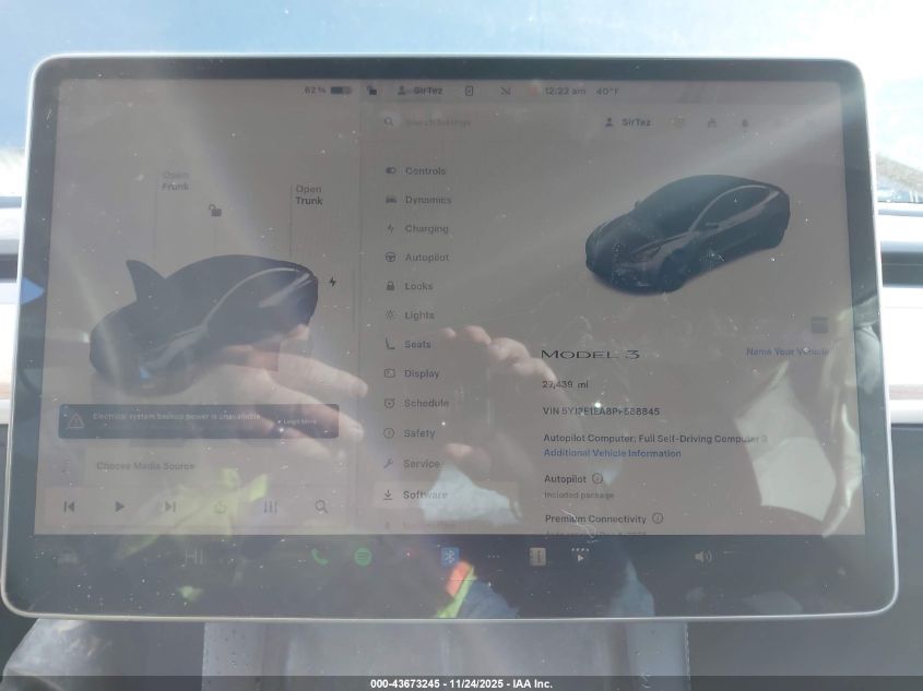 2023 Tesla Model 3 Rear-Wheel Drive VIN: 5YJ3E1EA8PF588845 Lot: 43673245