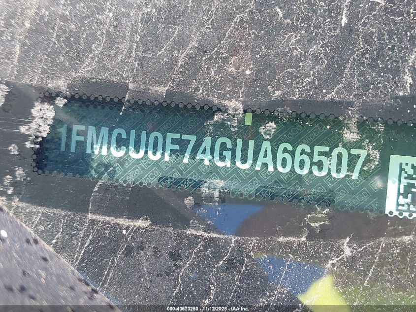 2016 Ford Escape S VIN: 1FMCU0F74GUA66507 Lot: 43673250