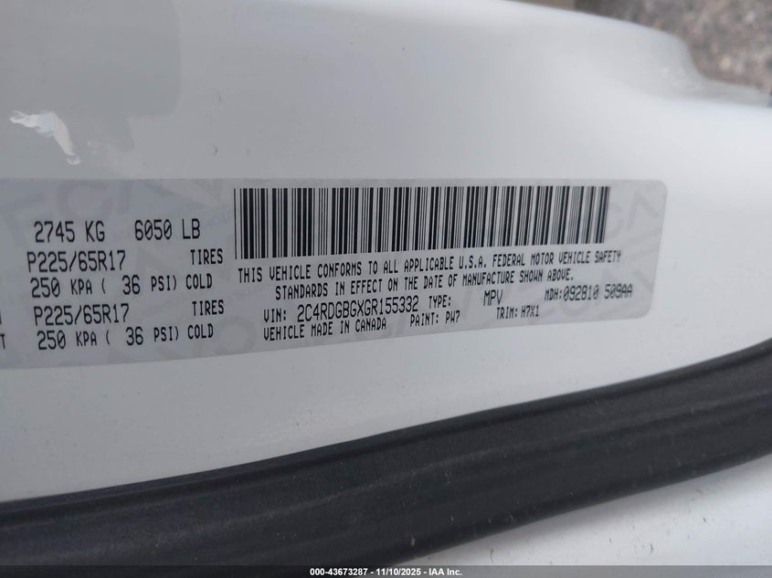 2016 DODGE GRAND CARAVAN SE 2C4RDGBGXGR155332