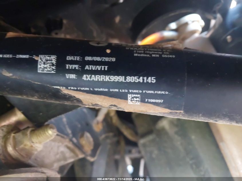 2020 Polaris Ranger Xp 1000 Ride Command VIN: 4XARRK999L8054145 Lot: 43673622