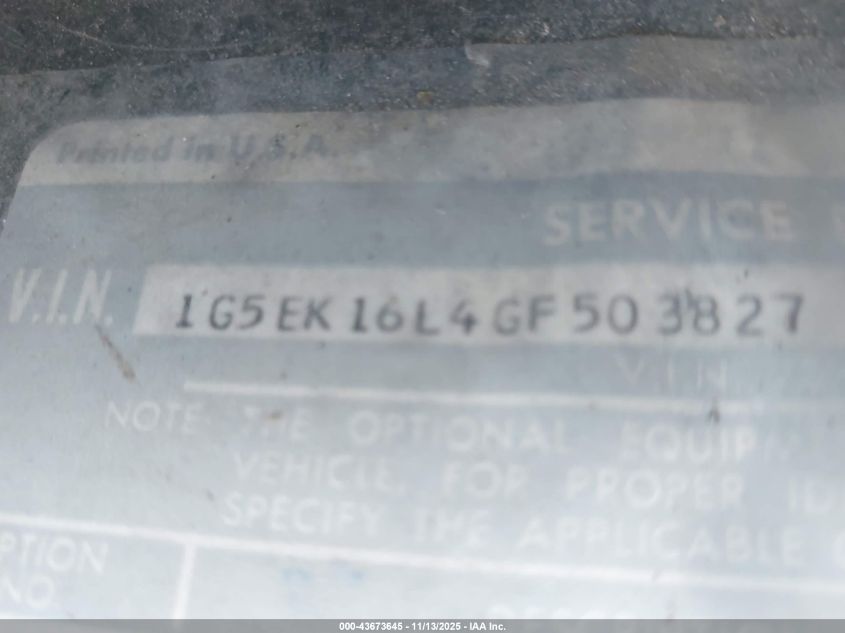 1986 GMC Suburban K1500 VIN: 1G5EK16L4GF503827 Lot: 43673645