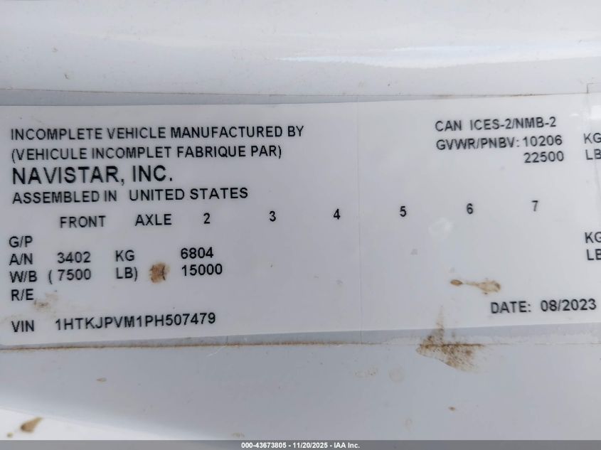 2023 Chevrolet Silverado Md Work Truck VIN: 1HTKJPVM1PH507479 Lot: 43673805