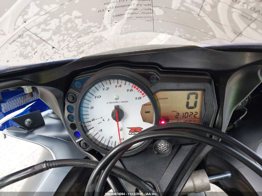 2007 Suzuki Gsx-R600 VIN: JS1GN7DA072106646 Lot: 43674064